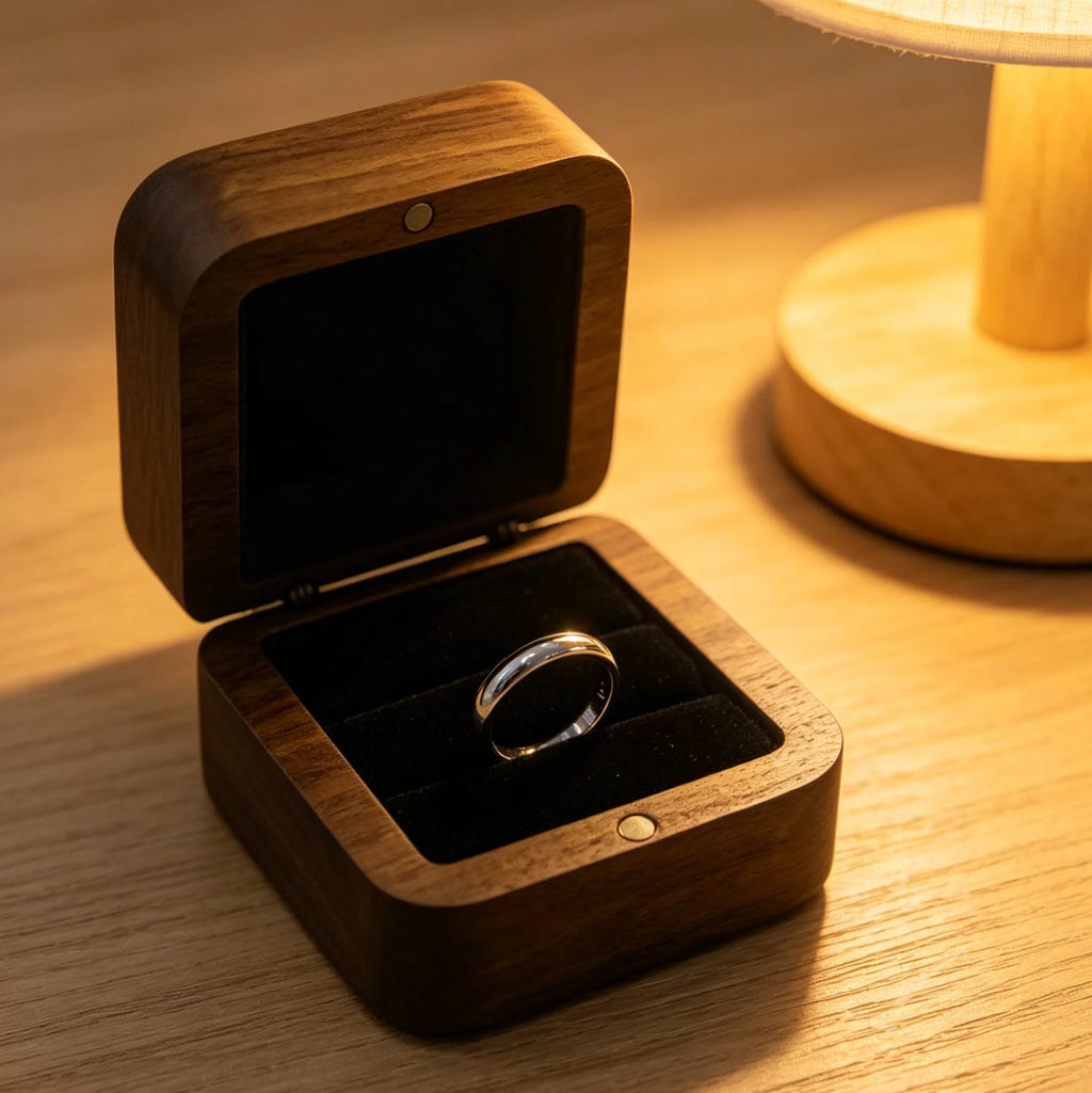 USA Free Shipping 12 Pcs Pack Magnetic Walnut Wooden Ring Box Jewelry Box Wedding Ring Box Ring for Storage Box Proposal Gift