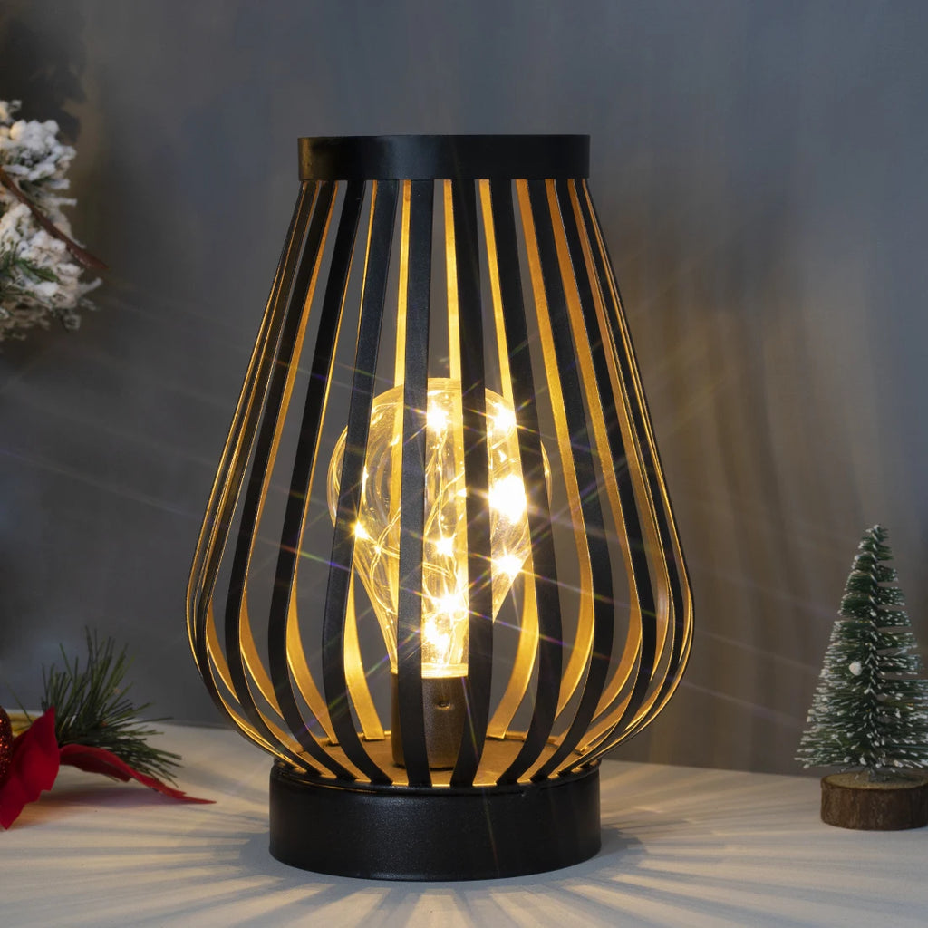 US Free Shipping Metal Cage LED Lantern Battery Powered 8.7inch Cordless Accent Light with LED Edison Style Bulb