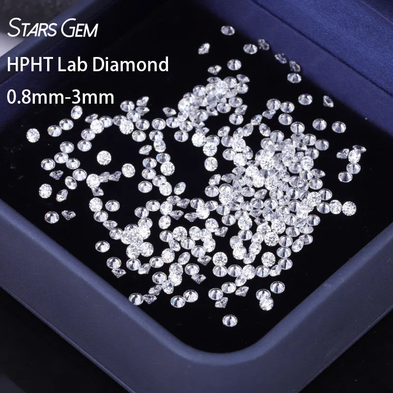 Starsgem DEF VS Lab Diamond Round Brilliant Cut 0.8mm - 3mm Loose HPHT Lab Grown Diamond for Jewelry Making