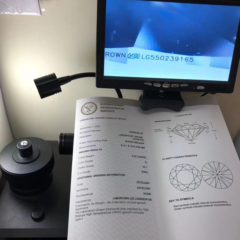 Wuzhou Gems IGI Certificate Lab Grown White D VS1 2CT 8MM Round Brilliant EX Cut HPHT Diamonds for Sale