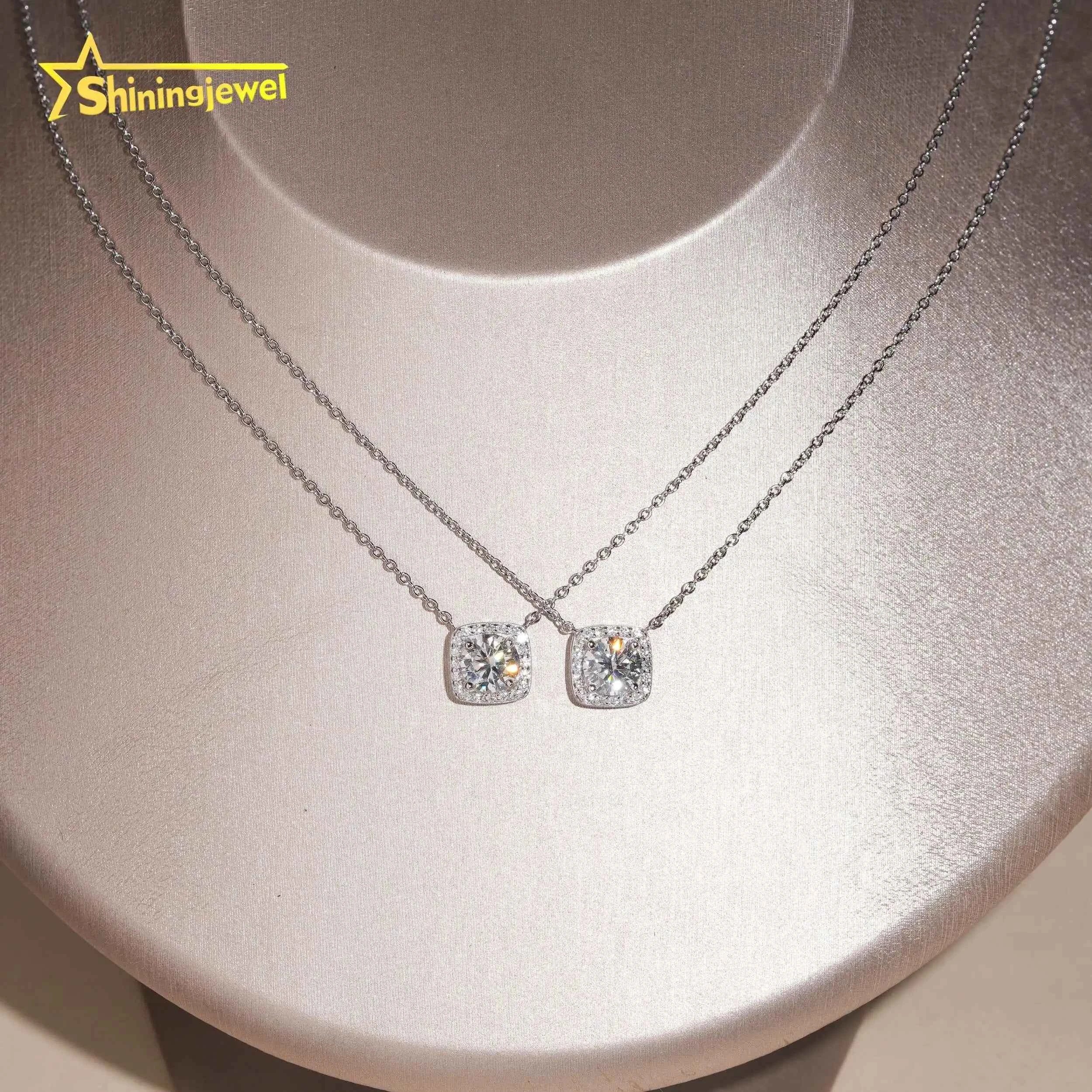 No Tarrifs USA Warehouse Ready to Ship Fine Jewelry Pass Diamond Tester 925 Silver 1CT Moissanite Pendant Women Necklace
