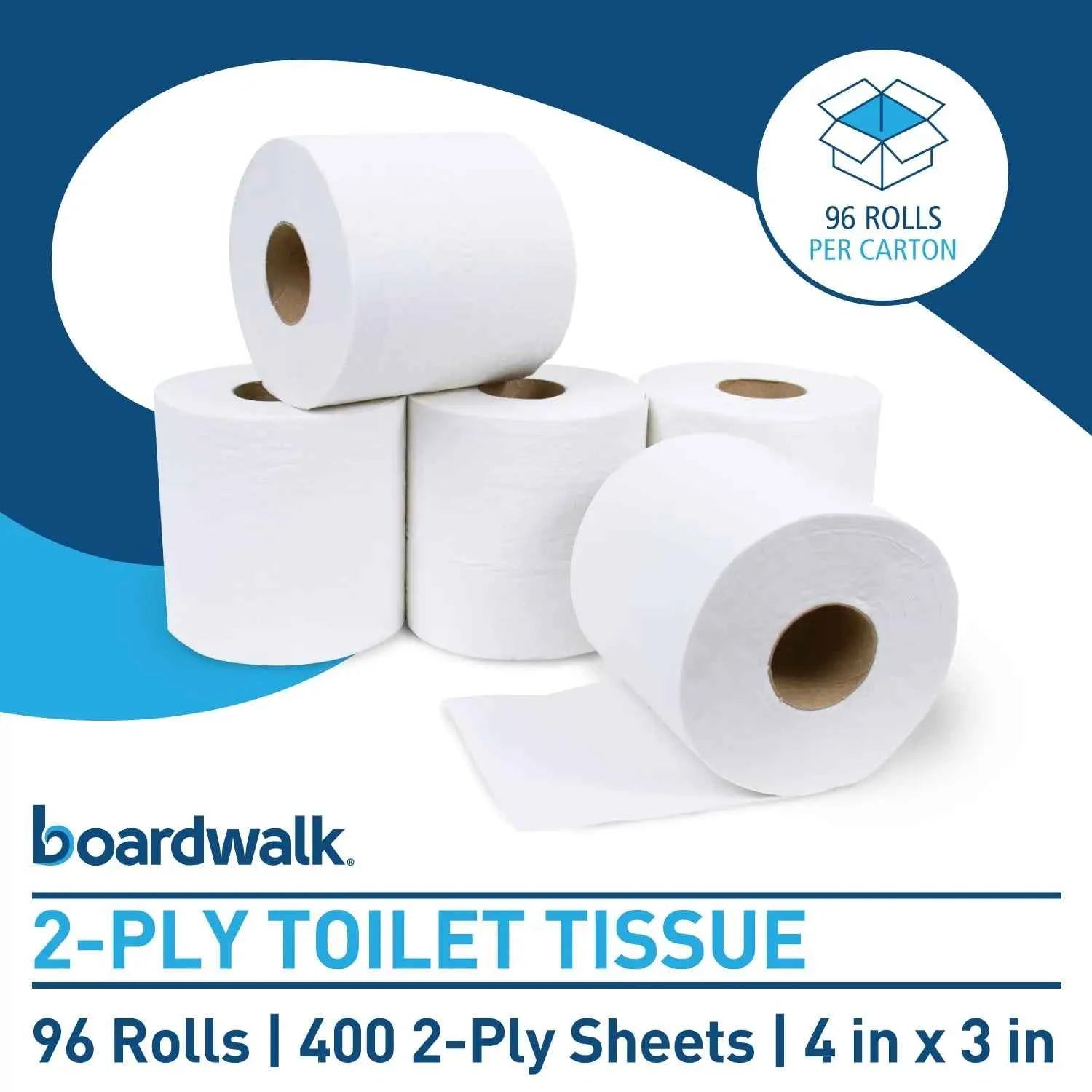 Boardwalk B6144 Premium 4-Ply Septic Safe Toilet Tissue Jumbo Roll White-12 Rolls/Carton