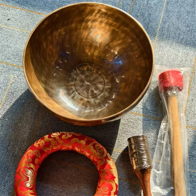 Handmade Spiritual Crafts 30cm Black Copper Tibetan Full Moon Singing Bowls Sets for Yoga Healing Music and Buddhist Pray
