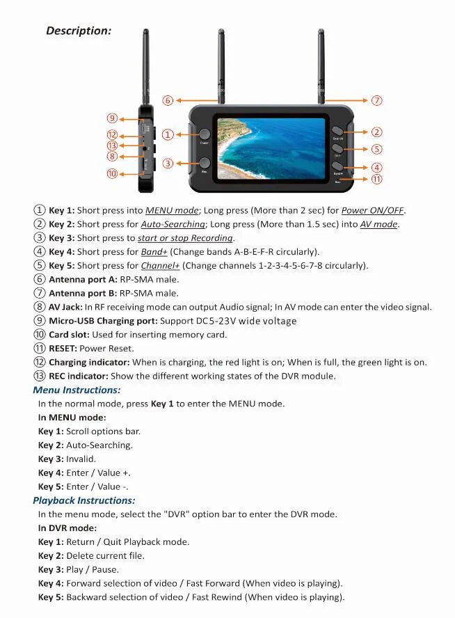 5.8G 40CH Dual Antennas FPV Goggles Monitor Video Glasses Headset HD W/ 5.8G 25mW Transmitter FPV Camera + OSD for Racing Drone