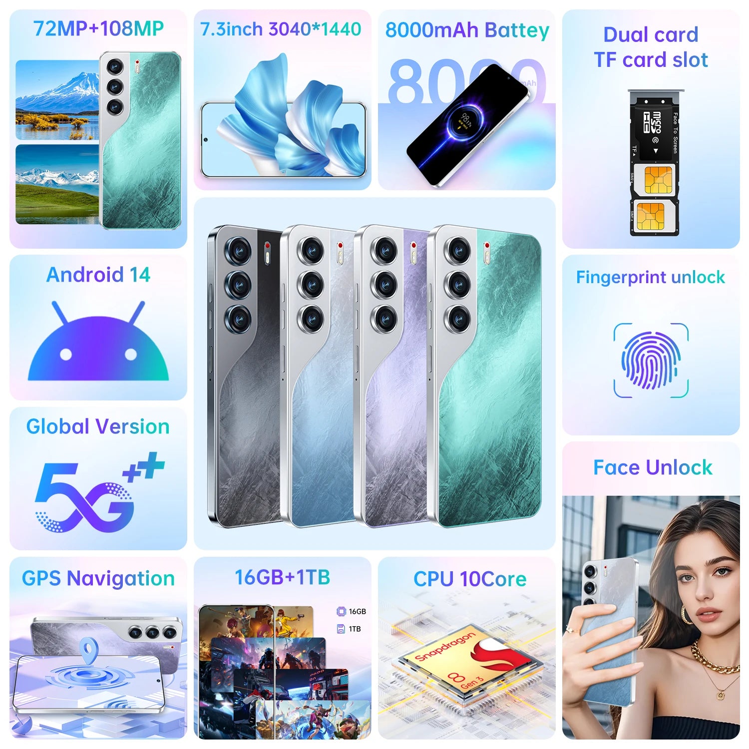 2025 Camon 40 Smartphone High Quality 5G 16GB 1TB Large HD Screen 108MP Rear Camera English Speaking Cellular (CDMA LTE)
