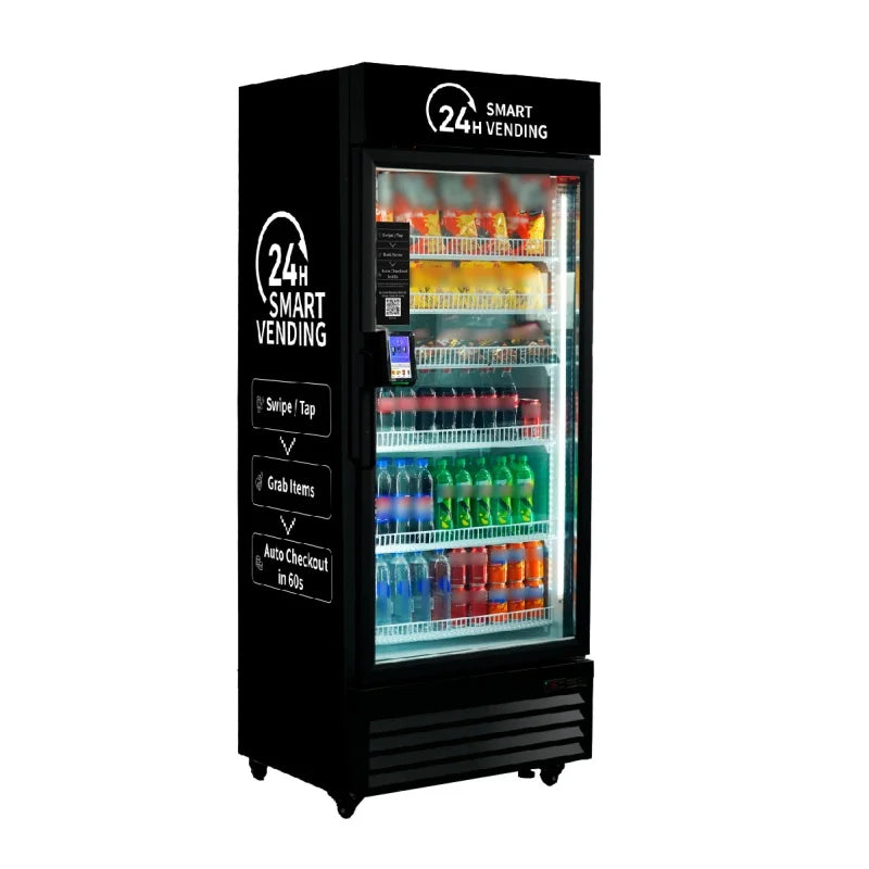 Haha US Local Large Capacity Smart AI Fridge Visual Camera Vegetable Fruit Vending Machine SDK Function 660 MAX Wi-Fi 4G POS