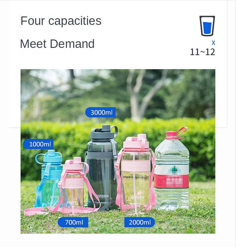0.7-3L Sports Water Bottle Outdoor Portable Drink Bottle with Handle Drinking Utensils for Man Woman Large Capacity Water Cup