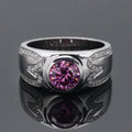 Free Shipping 8mm Two Carats Pink Moissanite Diamond 14K/18K Solid White Gold Engagement Ring for Men Classic Style for Wedding
