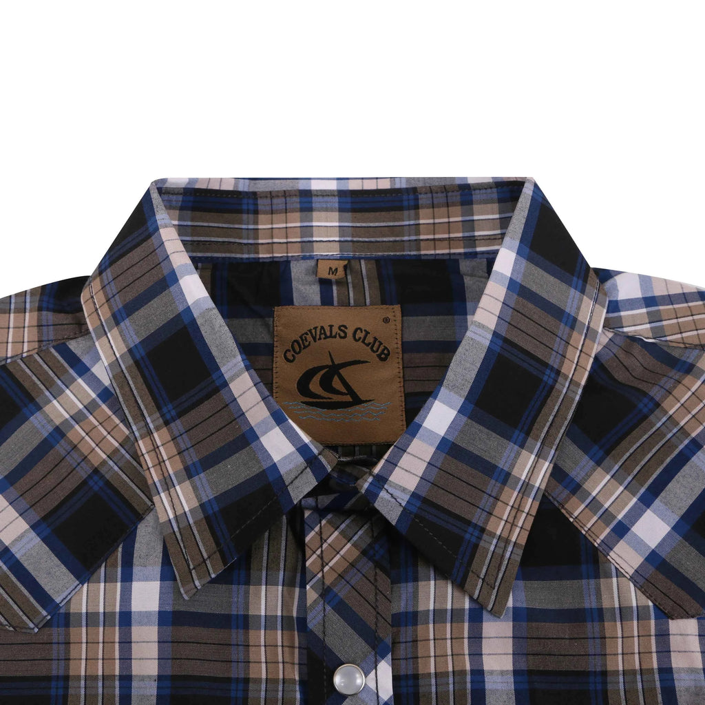 Men's Western Cowboy Short Sleeve Pearl Snap Button up Casual Work Plaid Shirts