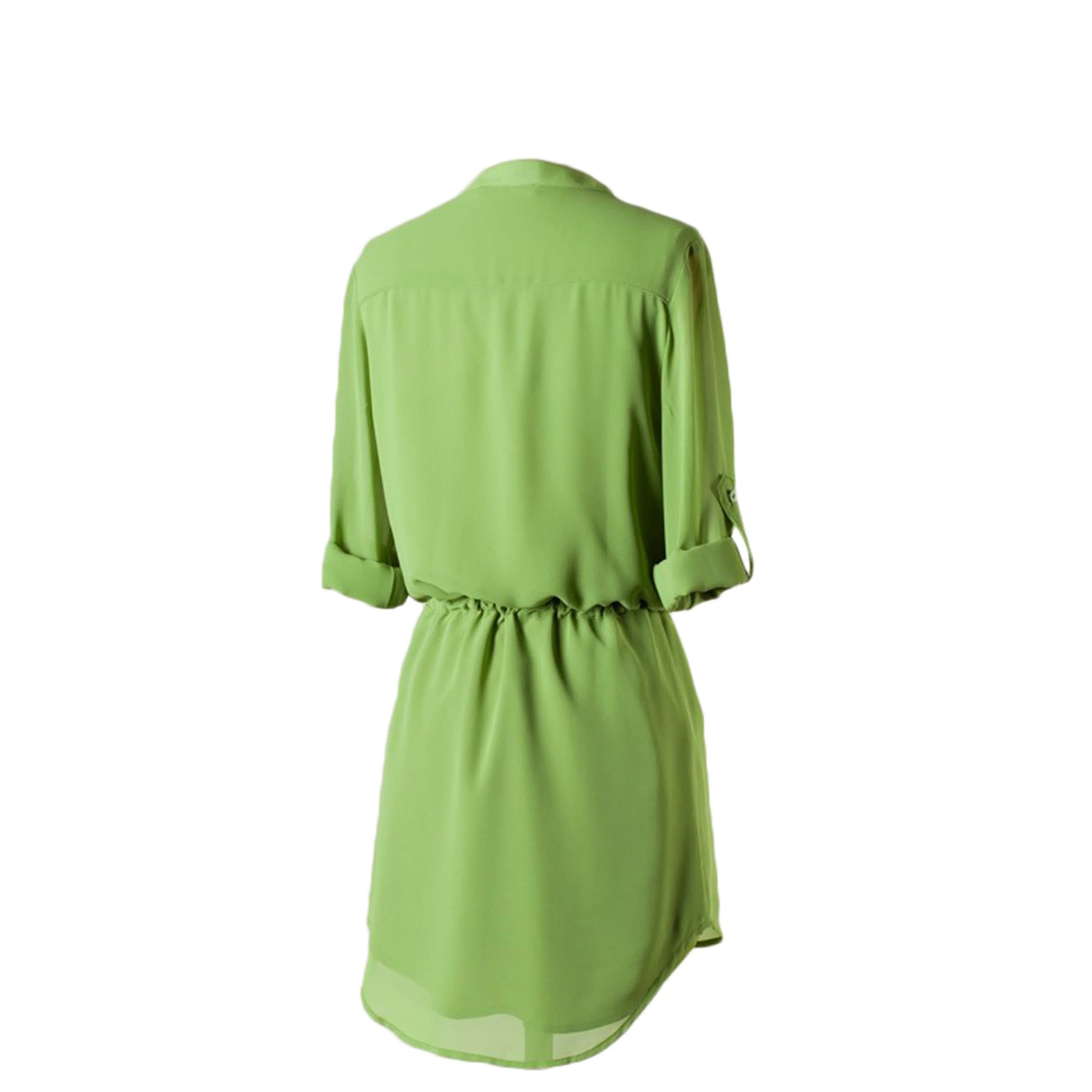 TD for Kelly Women's Green Quarter Sleeve V-Cut Dress Banded Waist Elegant Gothic Style Office Lady for Day Holidays XS