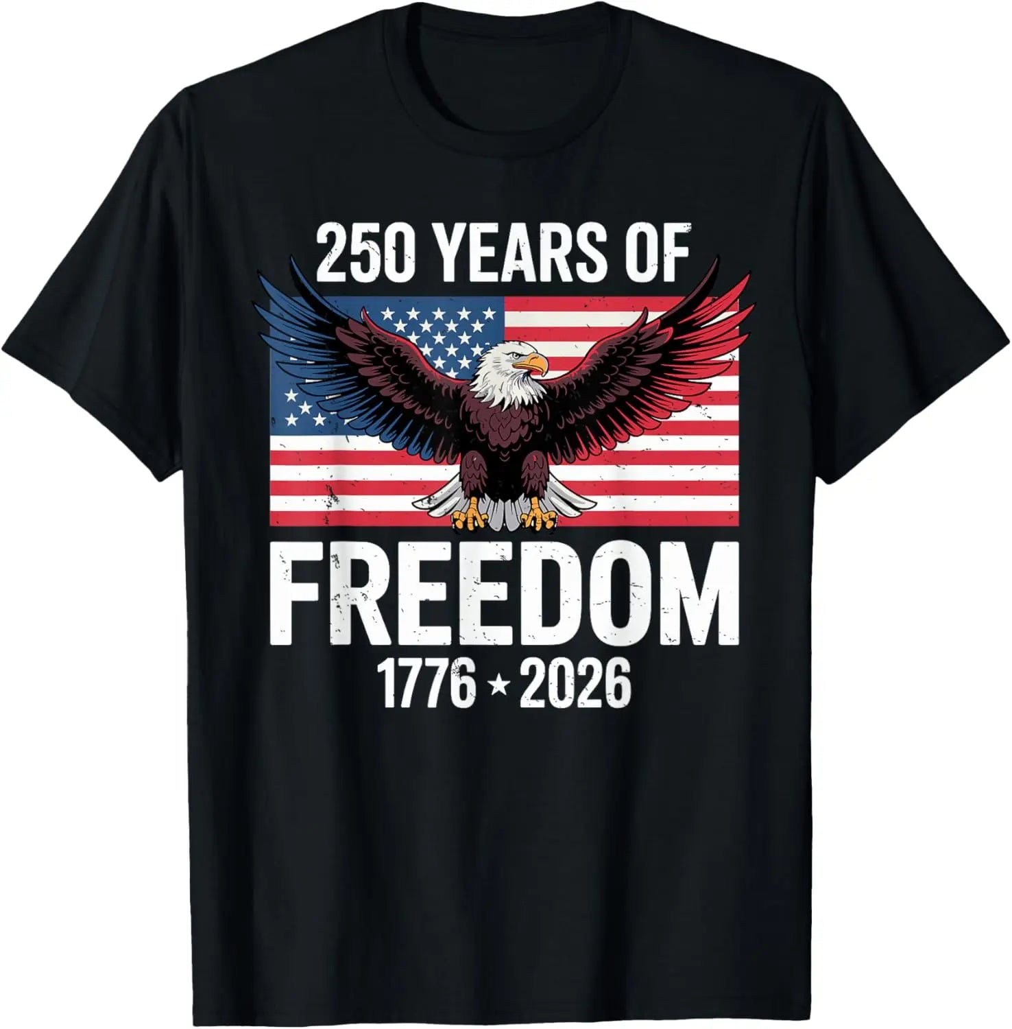 Free Shipping Men's Vintage Solid Blank 250 Years America Anniversary 250th Independence Day Freedom T-Shirt ECO