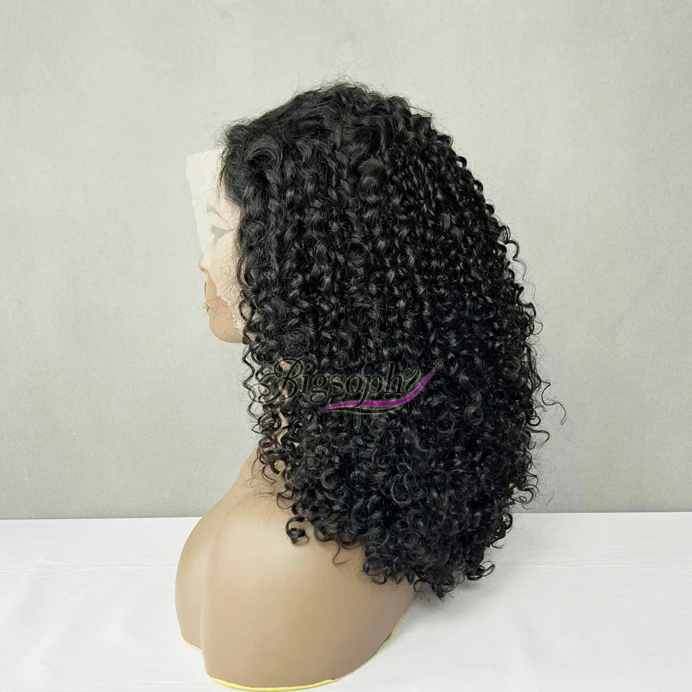 Factory Price Sdd Unprocessed Natural Black Raw Indian Hair,14Inches Pixie Curly 13X4 Frontal Transparent Lace Bob Wig Drop Ship