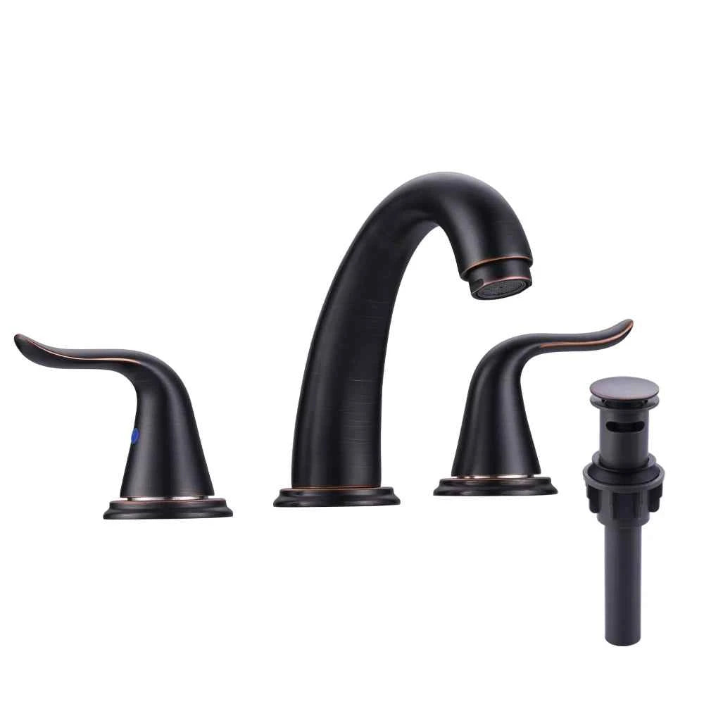 Oil Rubbed Bronze Bathroom Faucet Widespread Basin Faucet 3 Holes Vanity Faucet 2 Handle Basin Tap with Drain and Supply Lines