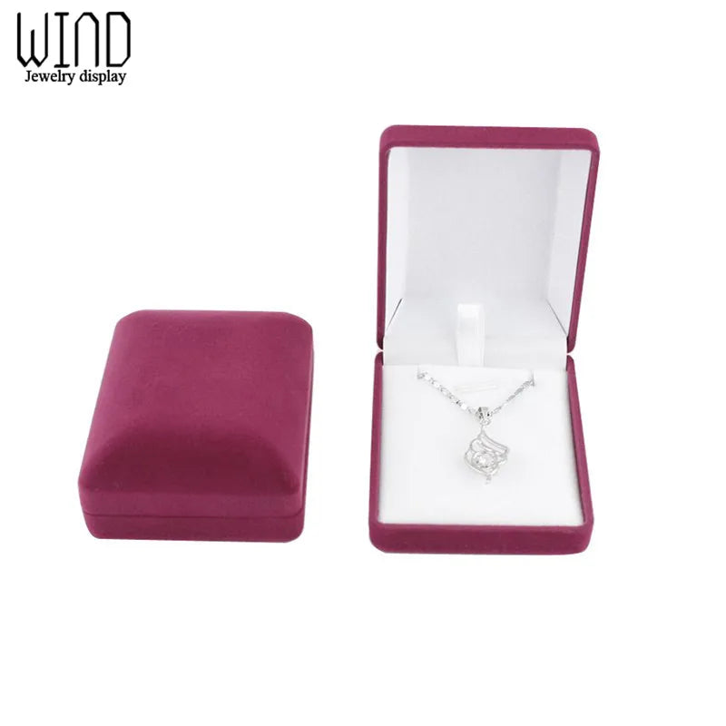 Wholesale Pendant Necklace Chain Storage Package Gift Box Soft Black/Red/Velvet Casket Long Earrings Jewelry Organizer Box