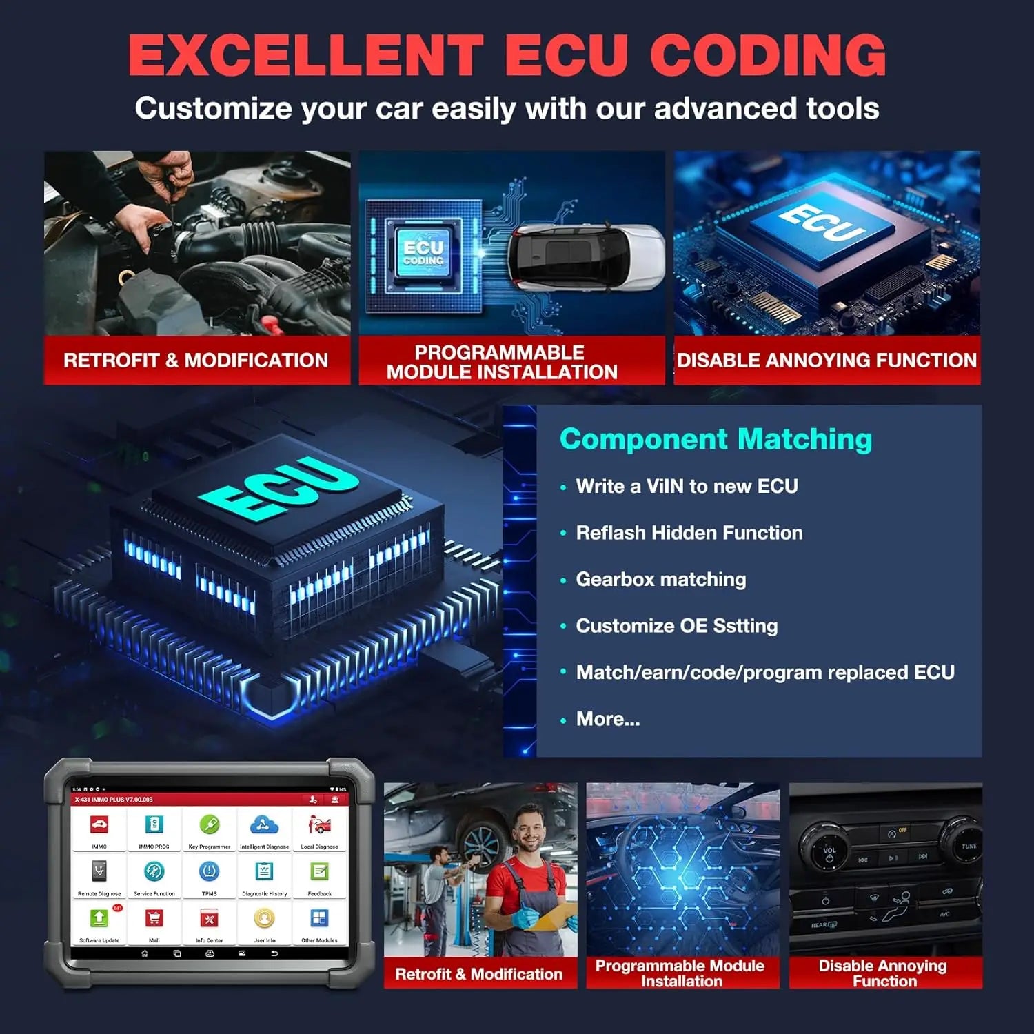 LAUNCH X431 IMMO Plus Diagnostic Tools X-PROG 3 Key Programmer Anti-Theft Matching Programming Car OBD Scanner Pk X-431 V Elite