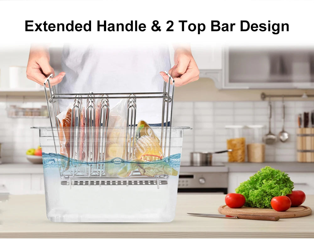 Stainless Steel Sous Vide Rack and 11L Sous Vide Cooker Containers Detachable Dividers Separator for Immersion Circulators
