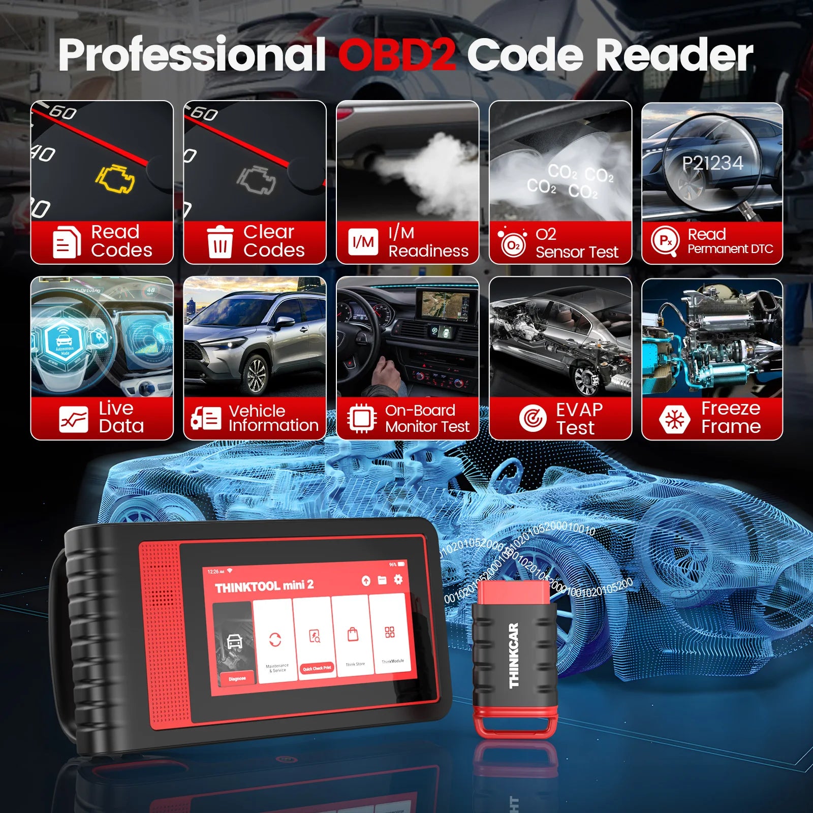THINKCAR THINKTOOL MINI 2 OBD2 Multifunctional Diagnostic Lifetime Free 28 Maintenance Functions 32G Memory Diagnostic Tool