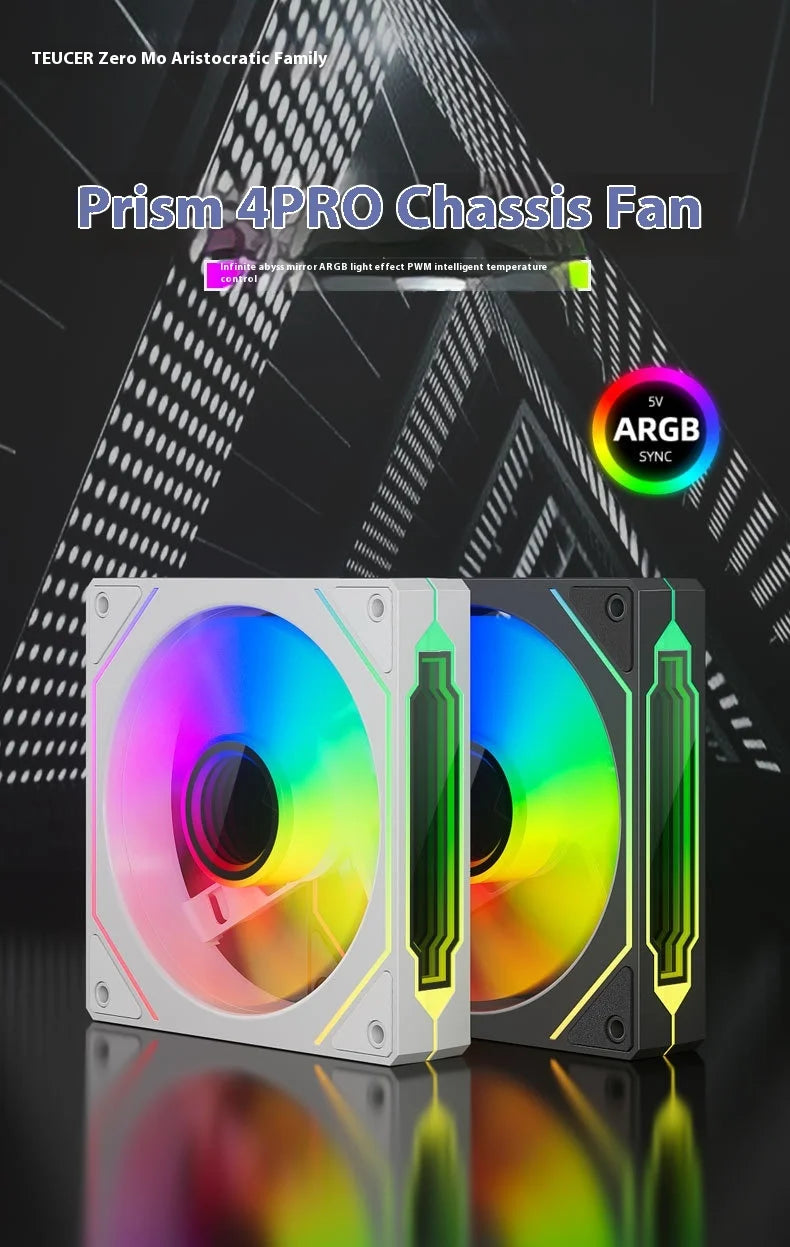 TEUCER PRO 12CM ARGB Shuang Synchronous Mute 4th Generation Family Chassis Ball Bearing Plastic Computer Case Cooling Fan