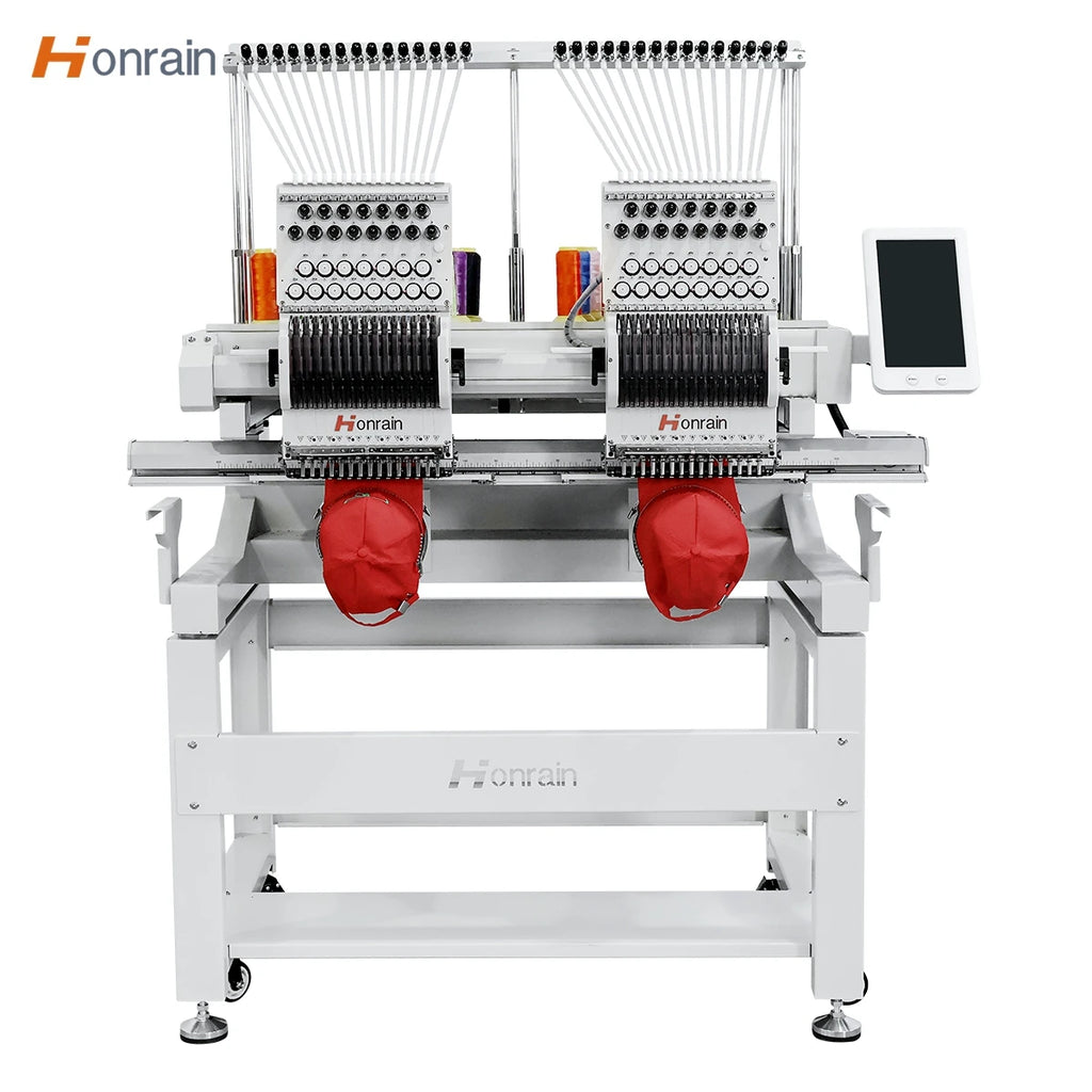 HONRAIN 2 HEAD Embroidery Machine Chinese Factory High Quality  9/12/15 Needles T-shirt Cap 2 Heads Computer Embroidery Machine
