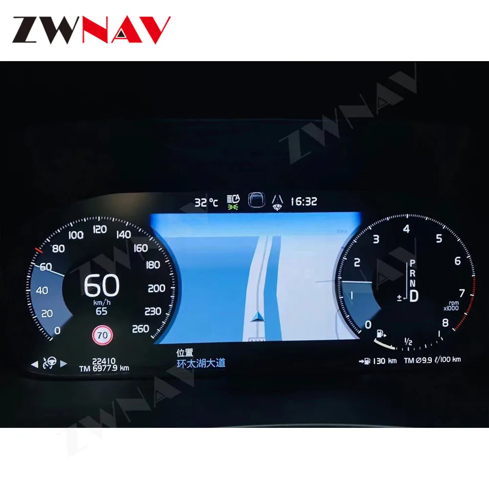 12.3" LCD Android Digital Dashboard Panel for Volvo XC90 S60 XC60 S90 2013-2020 Car Instrument Display Head Unit GPS Multimedia