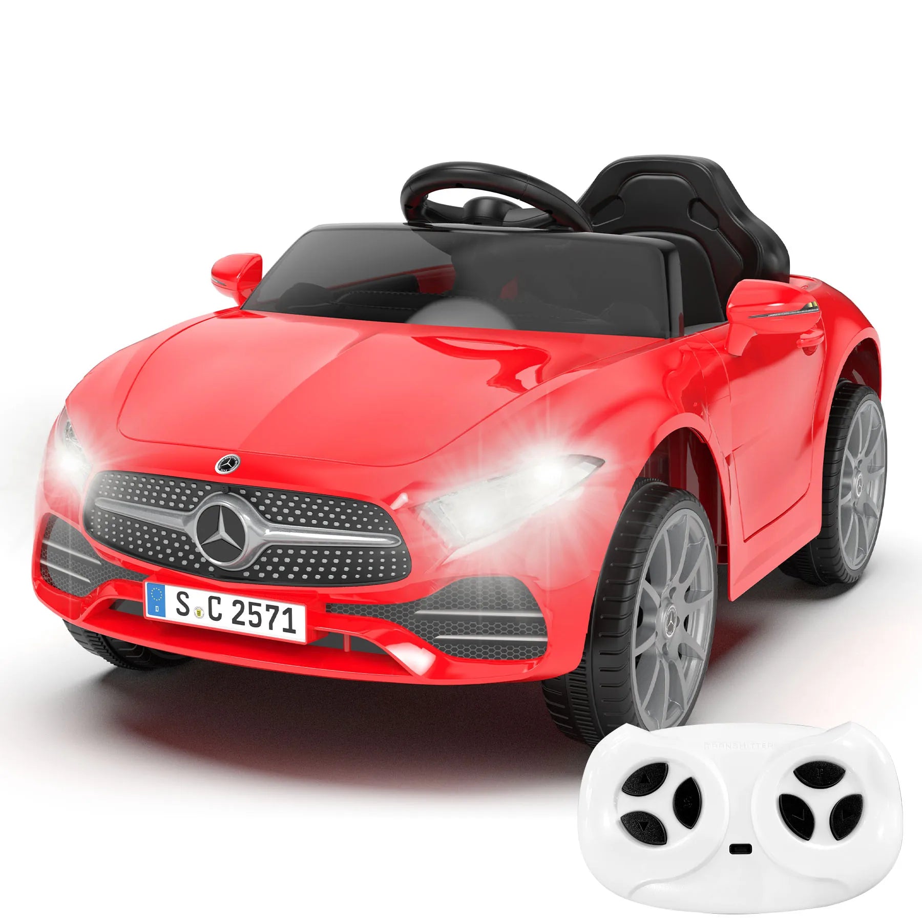 12V Kids Ride on Benz Car with 2.4G Remote Control, Car Ride on Vehicle Double Doors, 5 Point Safety Belt,LED Light 2-5 Year