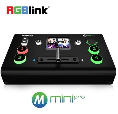 RGBlink Mini/Mini Pro Video Switcher 4 Channel Input Output USB 3.0 T-Bar Switch Support PC and APP Control for Live Streaming
