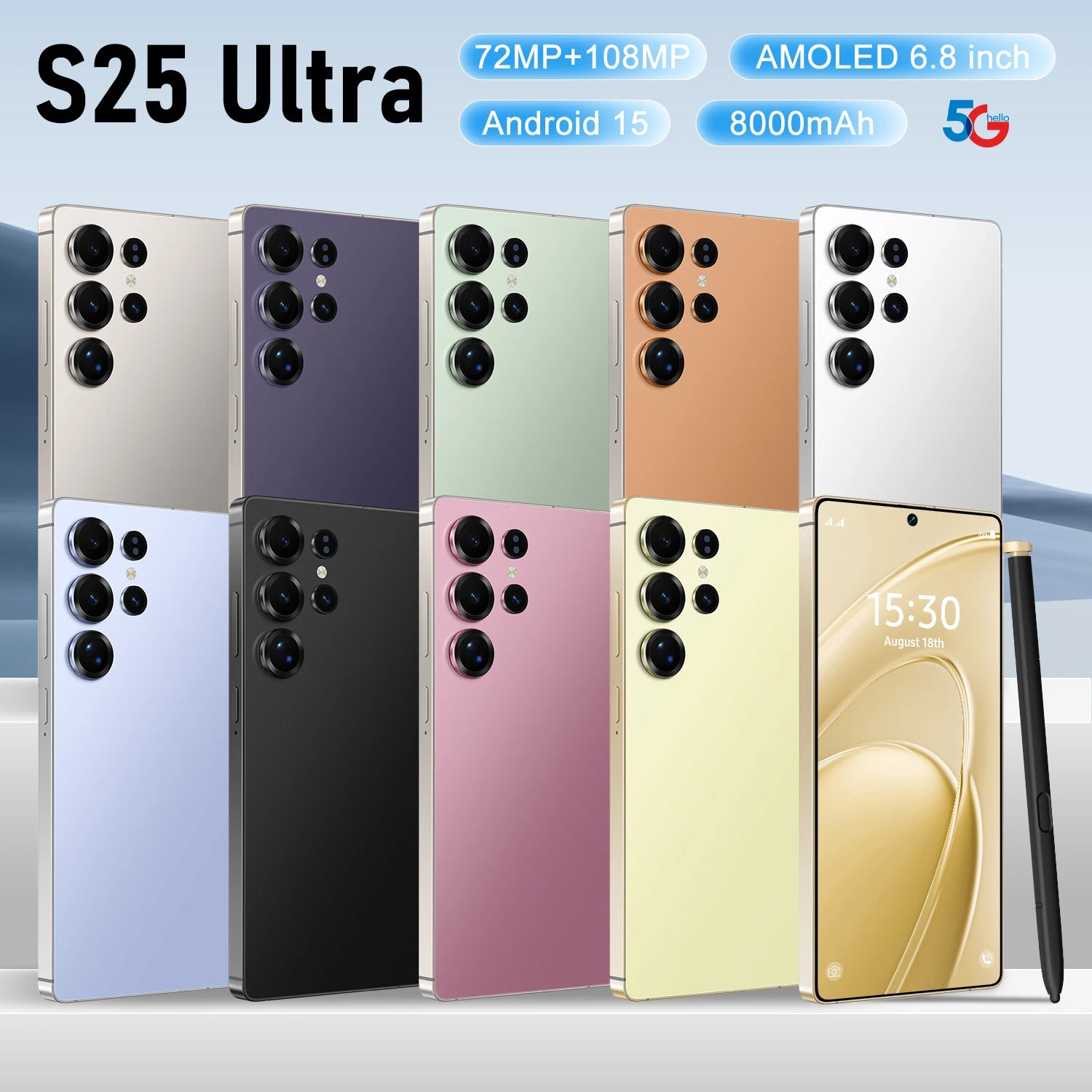 Hot Selling S25Ultra 16+1TB Qudad Core Android Phone with Face Recognition& HD Screen Cellphone Android 15 4g 5g Mobile Phones