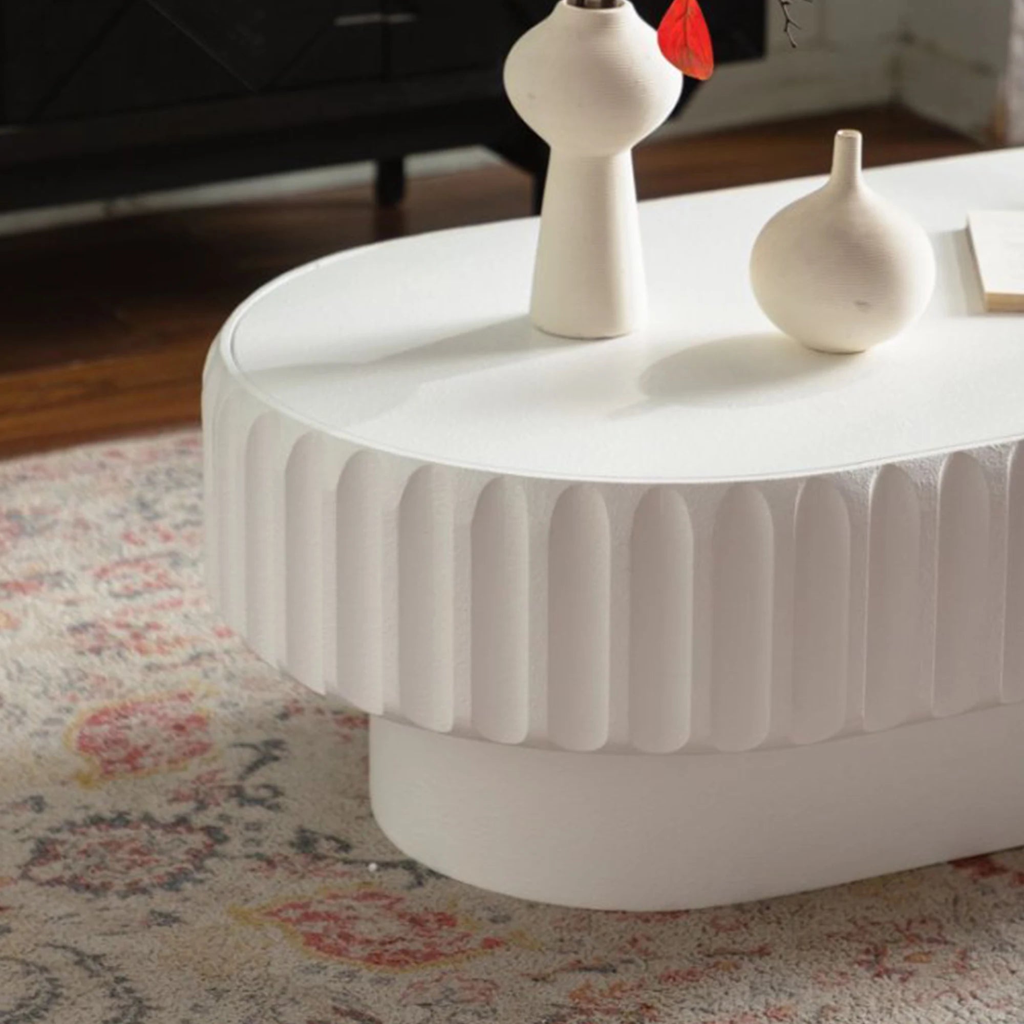 Fluted Storage Table with Lift-Off Lid, Sleek Texture, Perfect for Modern Living