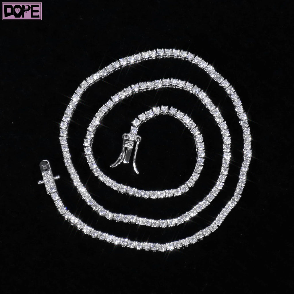 Free Shipping 3mm 4mm Moissanite Tennis Chain Necklace 925 Silver Jewelry Bling VVS Moissanite Chain