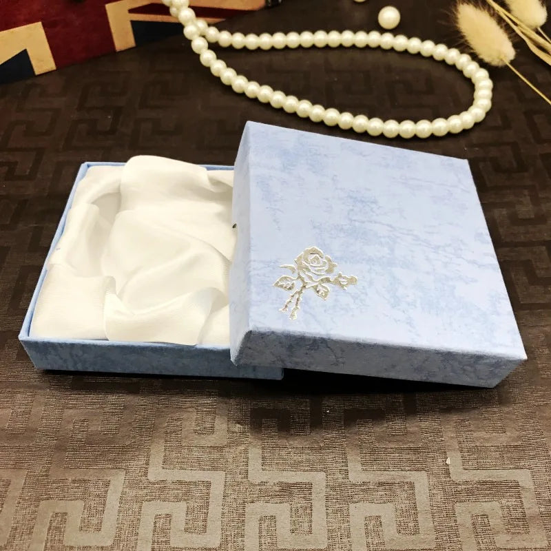Square Rose Printed Jewelry Packaging Box Bracelet Necklace Storage Case Cardboard Gift Box Jewelry Organizer Case