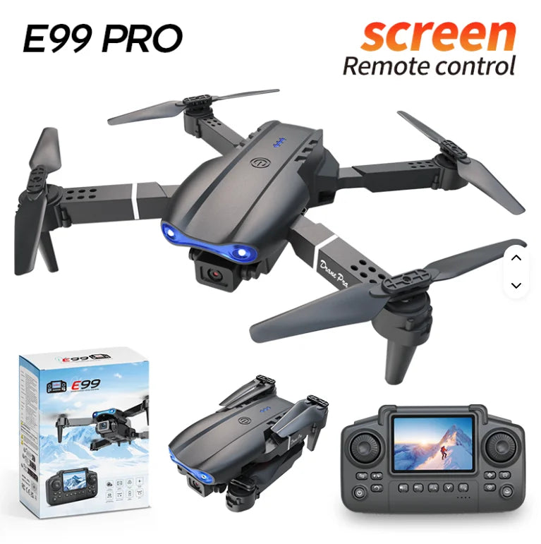 E99 Drones with Screen Remote Control Portable FPV 4K HD Dual Camera Foldable Quadcopter Helicopter E99 Drones
