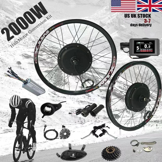 UK Stock MTX39 Rims 26 27.5 29inch 48V 52V1500W 2000W Electric Bike Ebike Bicycle Hub Part Motor Rear Conversion Kit with 7speed