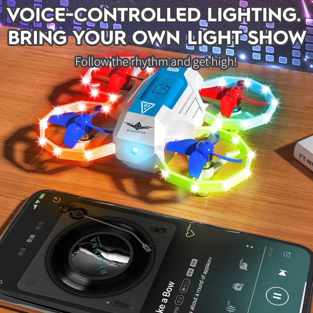 KF601 Pocket Drone Protective Design Cool Colorful Light Drone for Kids Beginner Education Drone Birthday Gift