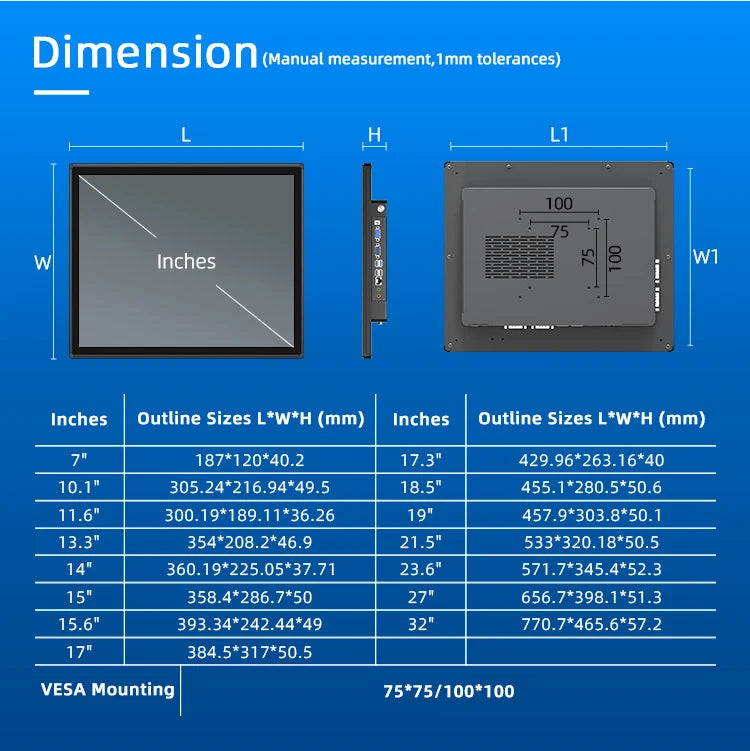 Open Frame Touch LCD Monitor 23.6" USB RS232 RS485 LED New Network Display Industrial Monitor with Touch Screen Interface