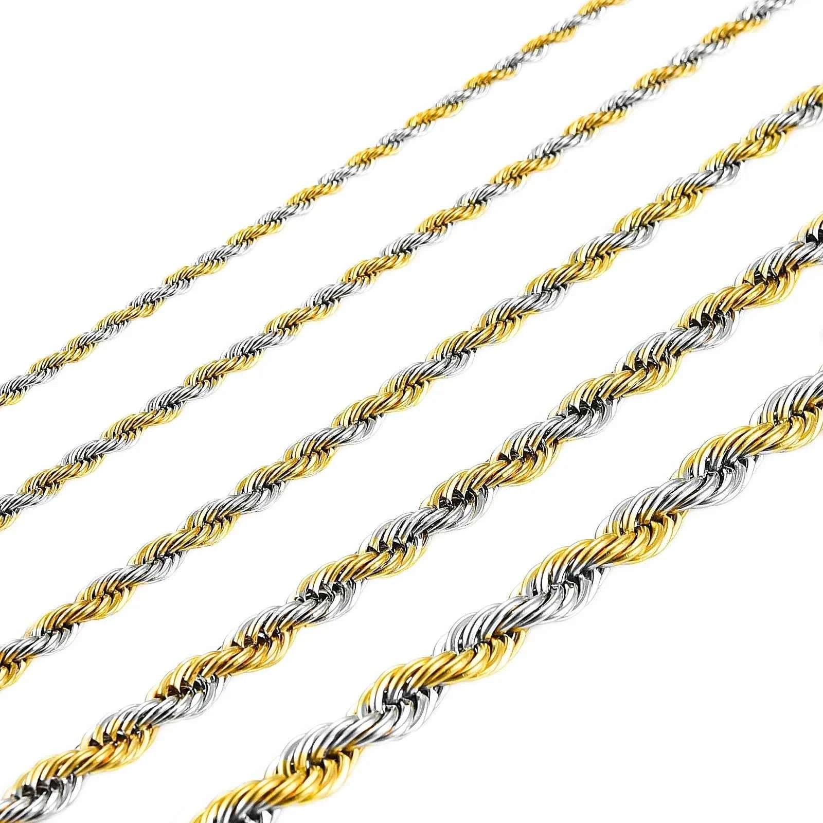 Men's Twisted Neck Rope Chain Stainless Steel Necklace for Women Punk Boy Silver and Gold Color Metal Jewelry Accessories Choker