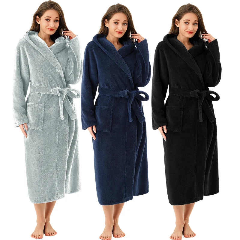 Free Shipping Women s Sleepwear Robe Longue Embroidery Robe Bulk Robes Heavy Thin Fleece Pajamas
