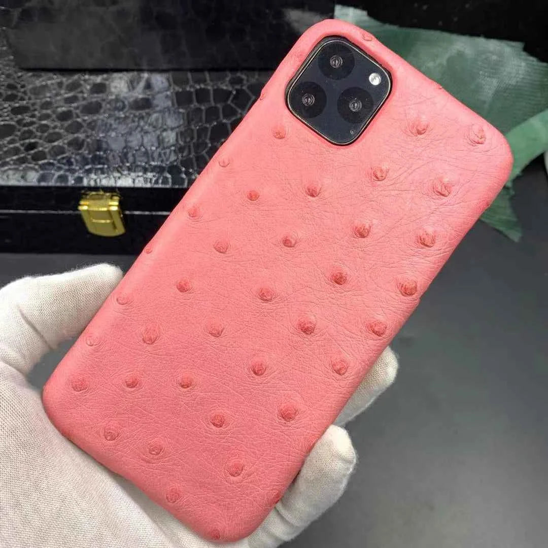OEM ODM Customise Personalized New Funda De Cuero Ostrich Leather Cell Phone Cases for Iphone 11 13 14 Pro Max Manufacturer