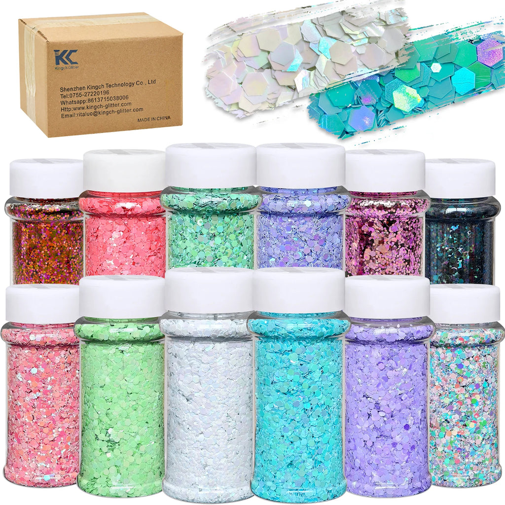 US Warehouse High Bright Glitter Set Free Shipping High Quality Polyester Hexagon Glitter Powder for Resin Crafts Nail