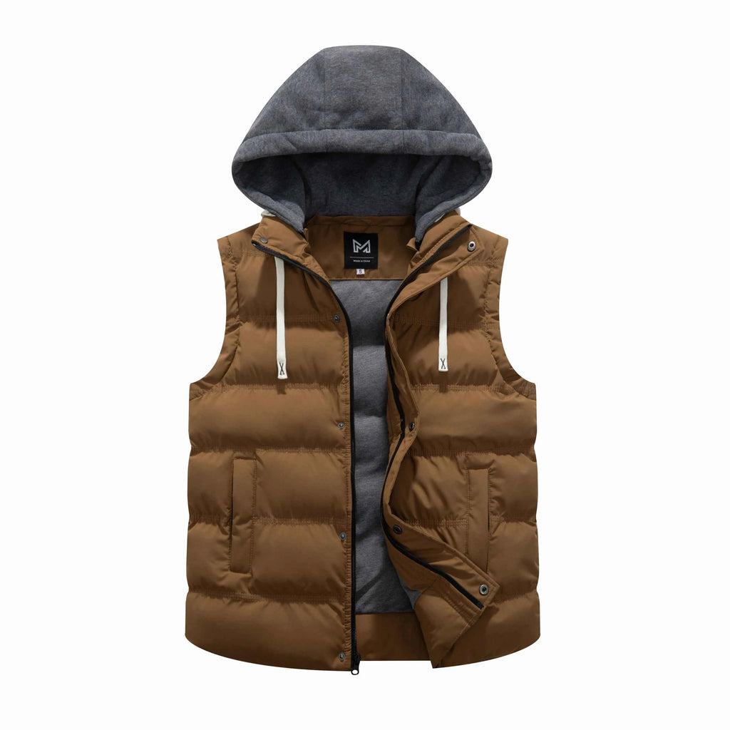 Men's Warm Winter Hooded Vest Padded Puffer Vest