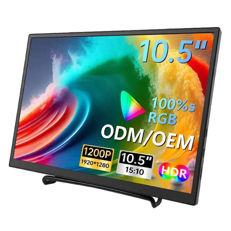 10.5 Inch Mini HDR 100%SRGB Ultra-Thin Portable Monitor 1280P Display with 420cd/m2 Brightness IPS LCD Laptop Screen Extender