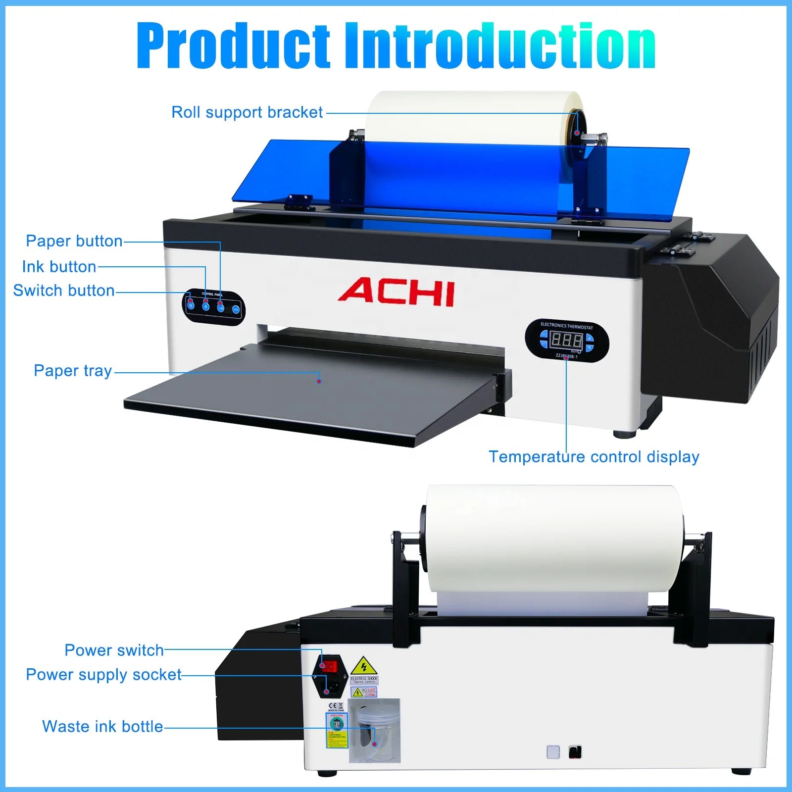 US Stock ACHI DTF A3 L1800/1390 Printer White Ink Circulation for Printing Direct to Film of T-Shirt Cloth Hat Apparel Transfer