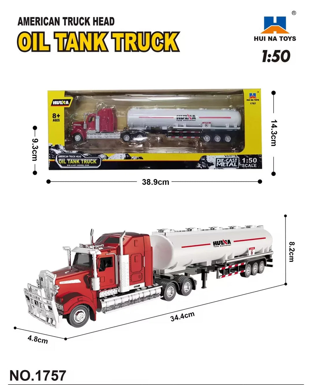 Dropshipping 1/50 Scale Open-Window Huina Static Zinc Alloy Die-cast Construction Model for Over-8-year-old