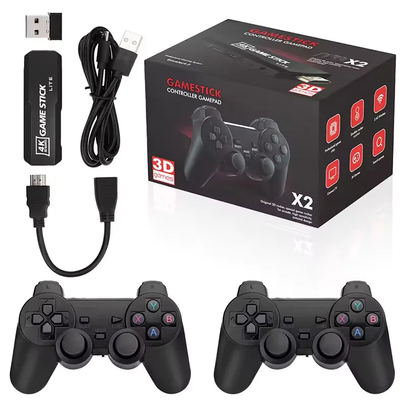 2025 Best Selling Low Price X2 Plus 4K HD TV Game Box Game Stick Video Band 2.4G Wireless Controller 40000 Games