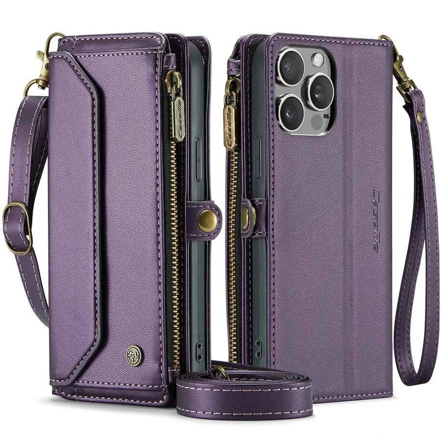 CaseMe Wireless Charge RFID Mobile Phone Cases for iPhone 16 Pro Max 15 14 13 12 11 7 8 Case Zipper Case for Iphones 15 Pro Max