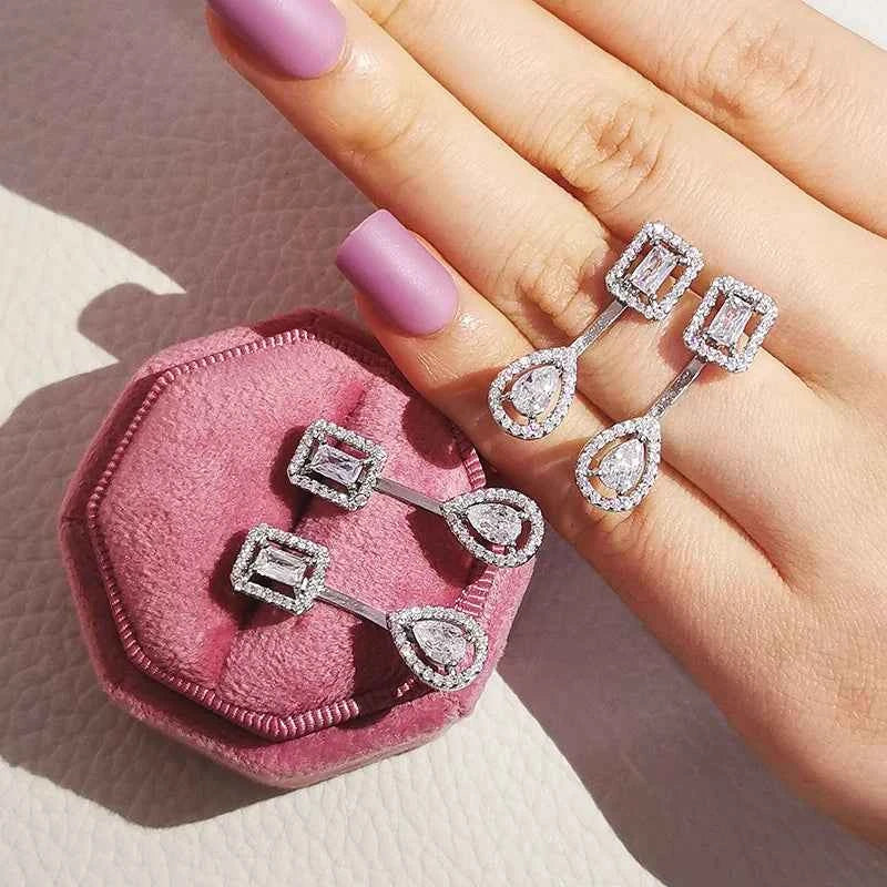 2023 New Arrivals Fashion Luxury silver color korean Zircon Stud Pink Earing Earrings For Women Girl Party Gift Jewelry Z7