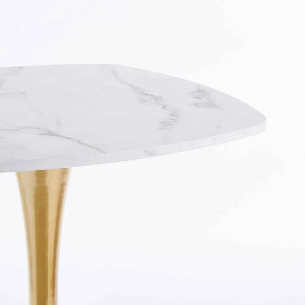 Square Dining Table Marble Top Golden Metal Frame Modern Design Home Furniture 2-4 Persons Small Space Apartment