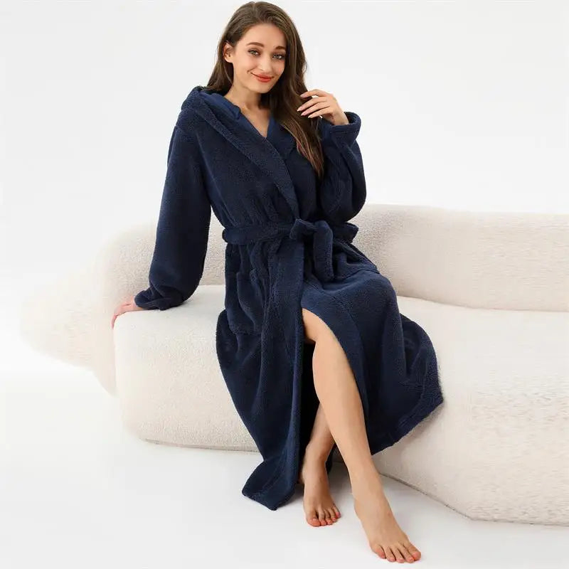 Free Shipping Women s Sleepwear Robe Longue Embroidery Robe Bulk Robes Heavy Thin Fleece Pajamas