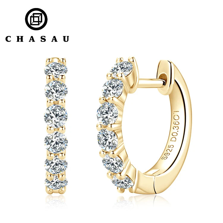 Sterling Silver 925 2.5mm 0.06CT Moissanite Sterling Silver Delicate Classic Huggie D Color Clip Earings for Women