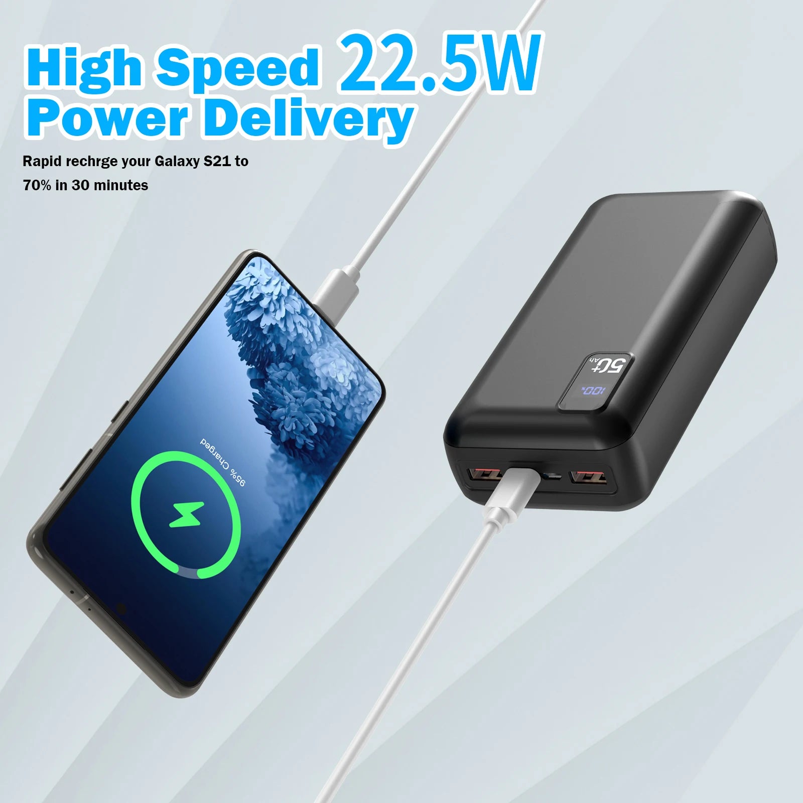 US Stock Free Shipping Ultra High Capacity 50000mAh Power Bank PD Fast Charging Outdoor Power Bank for Travel Camping Hiking
