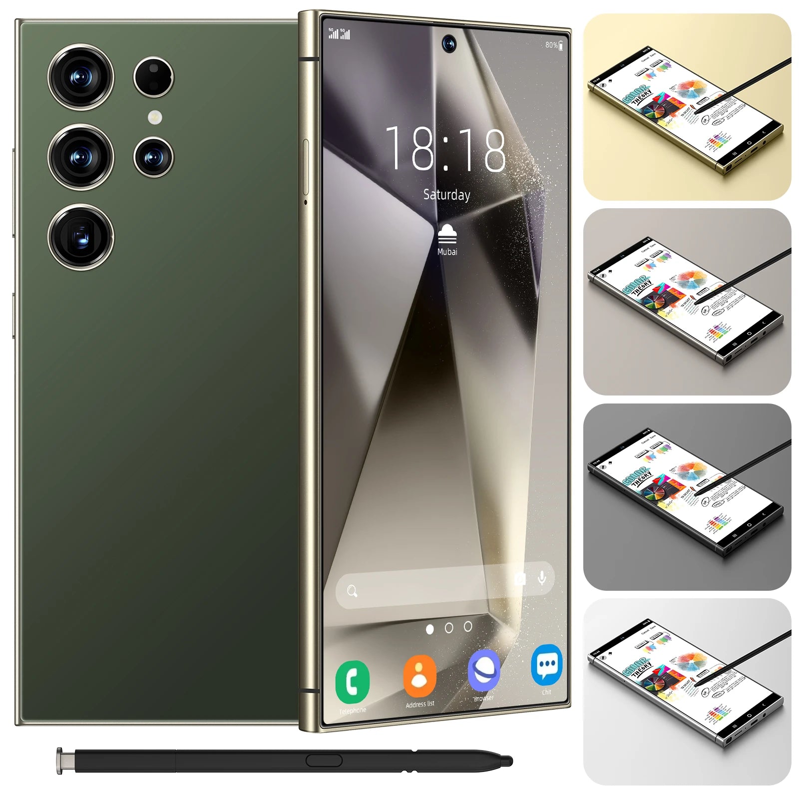 Samsum S24 Ultra Smartphones 8+256GB 5G Dual SIM Original CPU Octa Core HD Screen Resolution LTE Cellular Mobile Phone